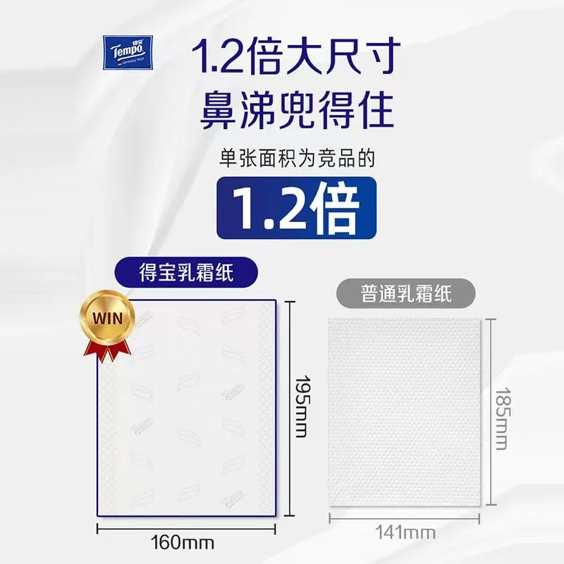 Tempo Lotion Facial Tissue – 4-Ply Soft Cream Tissue, 70 Sheets × 40 Packs (Box Set)