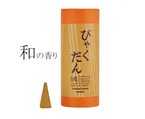 Japan Yawaragi Byakudan Sandalwood Based Soft Clam Scent Incense Cones